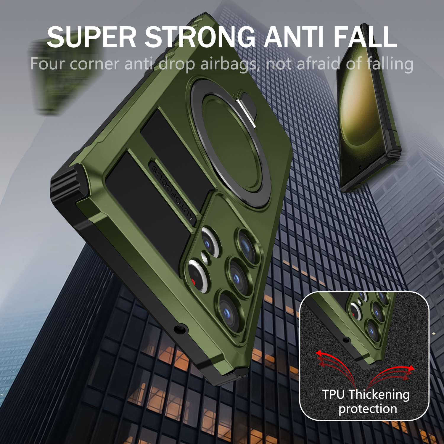 Pokrowiec etui pancerne Armor Magsafe Metal Ring Case zielone SAMSUNG Galaxy S23 Ultra / 5