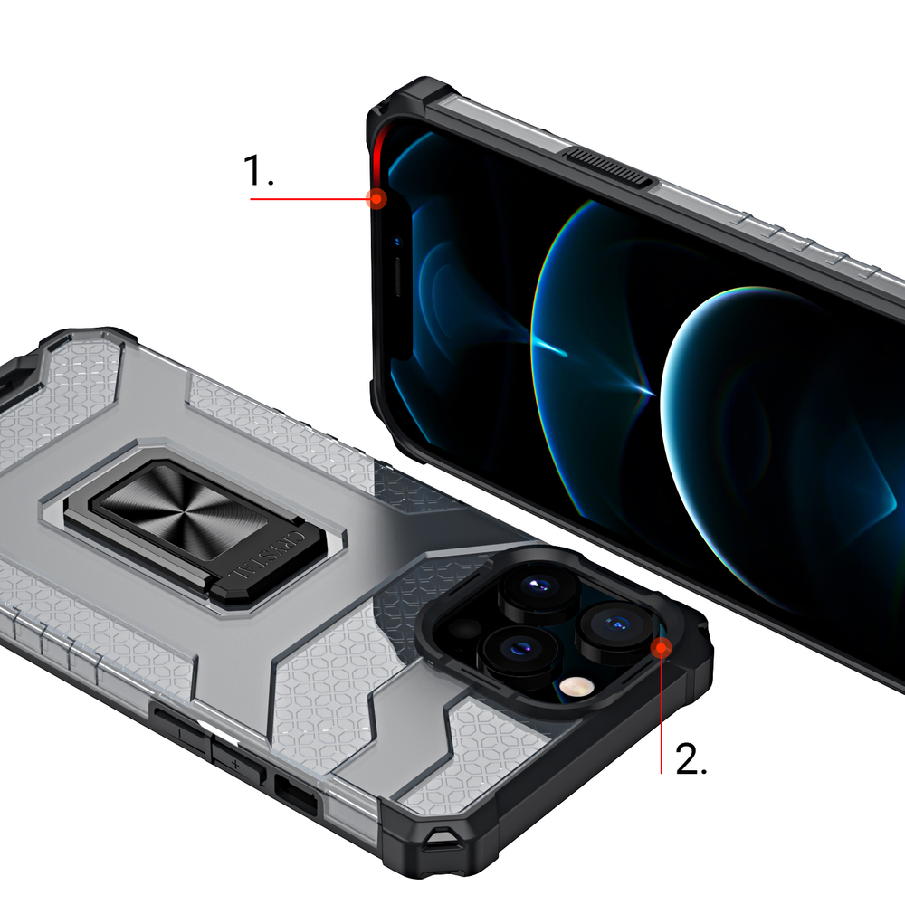 Pokrowiec etui pancerne Crystal Ring Case czarne APPLE iPhone 11 Pro / 7