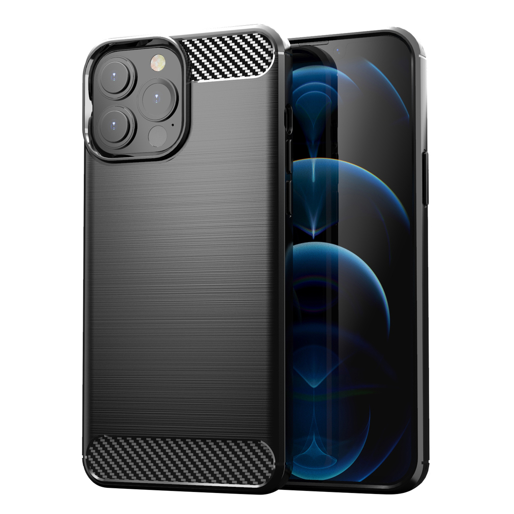 Pokrowiec etui pancerne Karbon Case czarne APPLE iPhone 13 Pro
