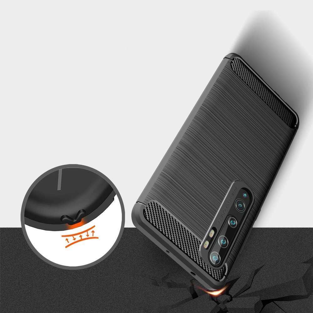 Pokrowiec etui pancerne Karbon Case czarne Xiaomi Mi CC9 Pro / 6