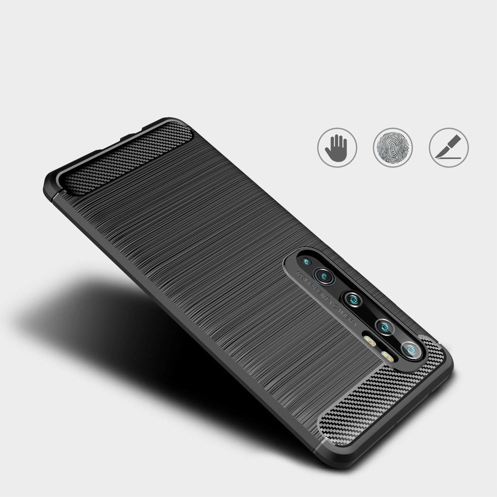 Pokrowiec etui pancerne Karbon Case czarne Xiaomi Mi CC9 Pro / 7