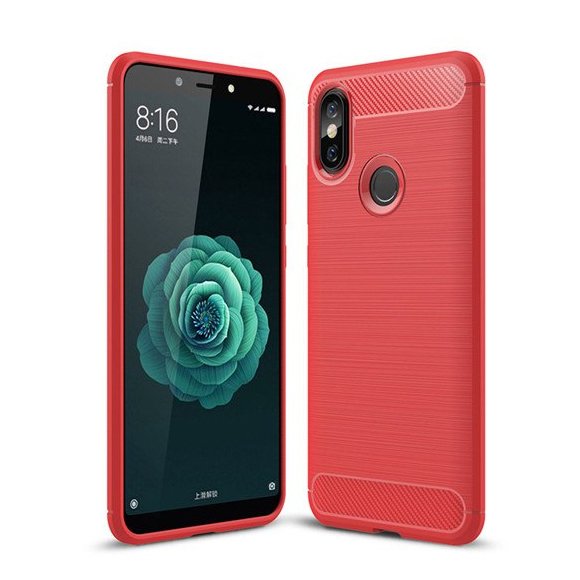 Pokrowiec etui pancerne Karbon Case czerwone Xiaomi Mi 6X