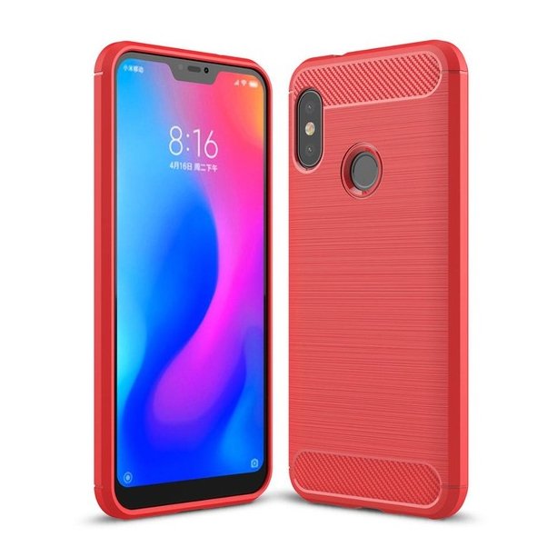 Pokrowiec etui pancerne Karbon Case czerwone Xiaomi Redmi 6 Pro