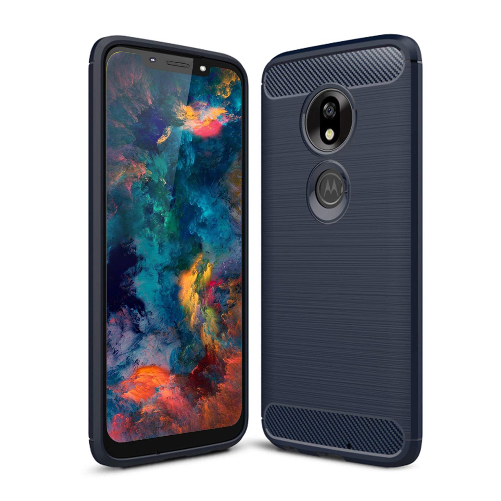 Pokrowiec etui pancerne Karbon Case granatowe MOTOROLA Moto G7 Play