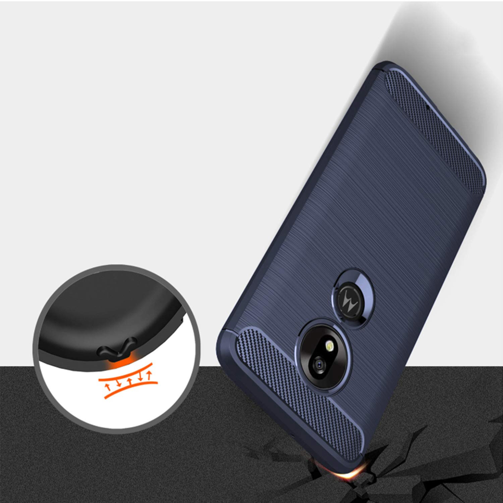 Pokrowiec etui pancerne Karbon Case granatowe MOTOROLA Moto G7 Play / 3