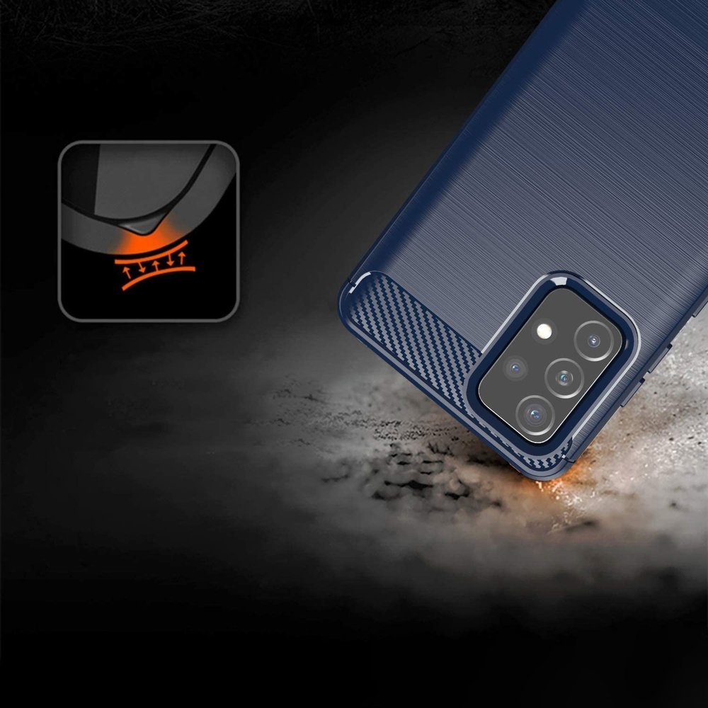 Pokrowiec etui pancerne Karbon Case granatowe SAMSUNG Galaxy A52s 5G / 5