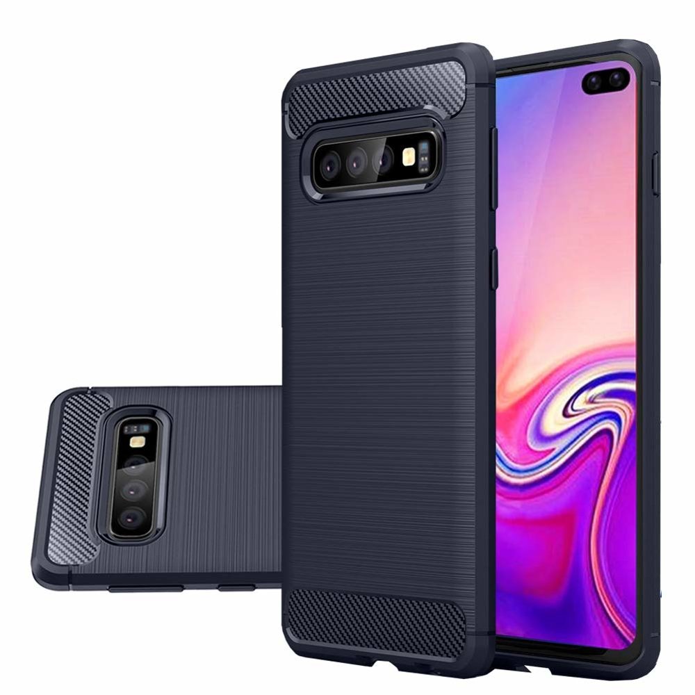 Pokrowiec etui pancerne Karbon Case granatowe SAMSUNG Galaxy S10 / 2