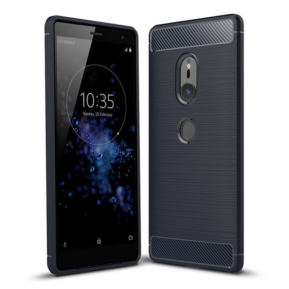 Pokrowiec etui pancerne Karbon Case granatowe SONY Xperia XZ2