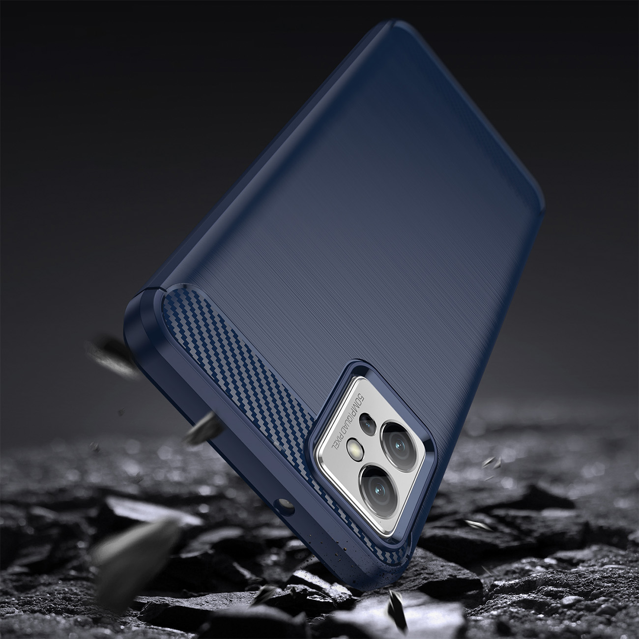 Pokrowiec etui pancerne Karbon Case granatowe Xiaomi Redmi 10 5G / 5