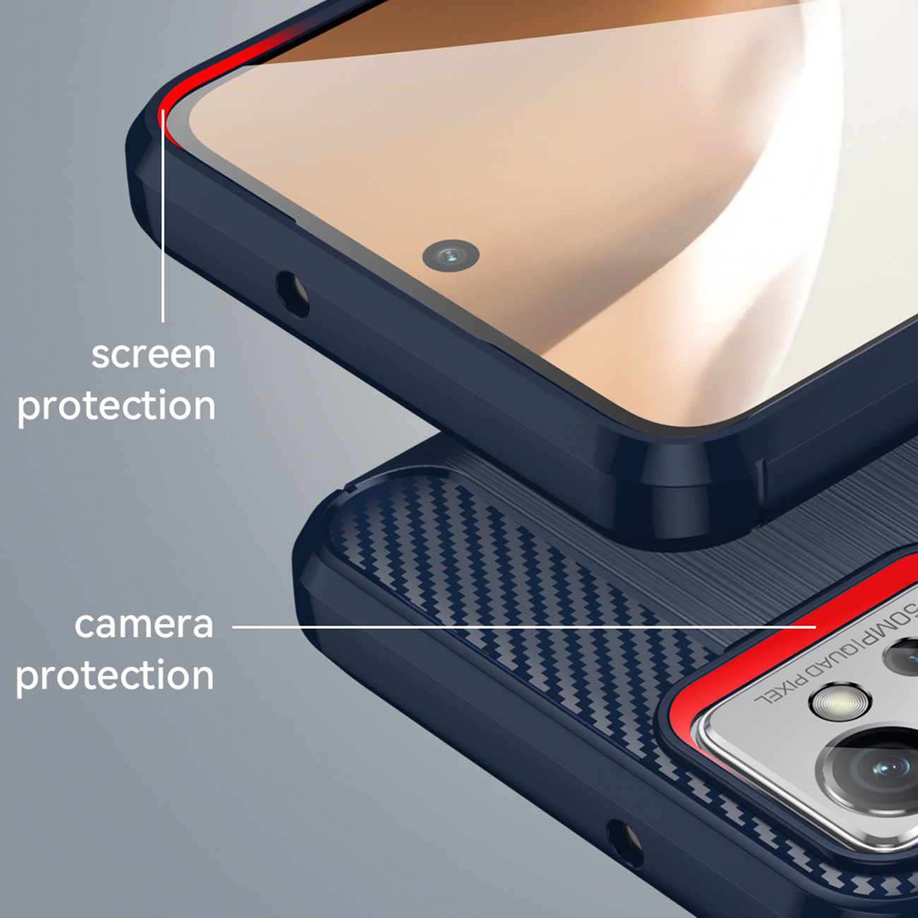Pokrowiec etui pancerne Karbon Case granatowe Xiaomi Redmi 10 5G / 8