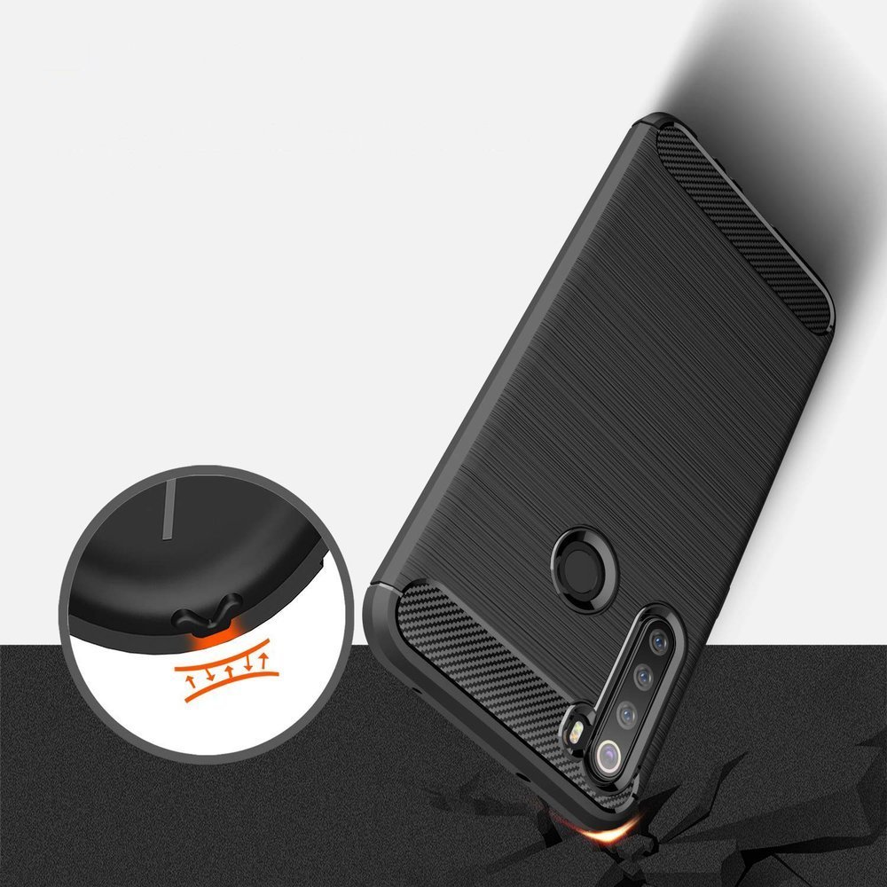 Pokrowiec etui pancerne Karbon Case granatowe Xiaomi Redmi Note 8 / 8