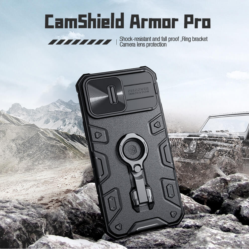 Pokrowiec etui pancerne Nillkin CamShield Armor czarne APPLE iPhone 14 Pro Max / 9