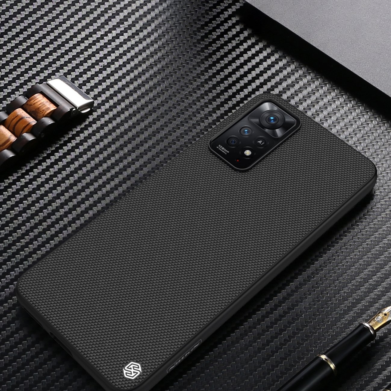 Pokrowiec etui pancerne Nillkin Textured Case czarne Xiaomi Redmi Note 11 Pro / 10