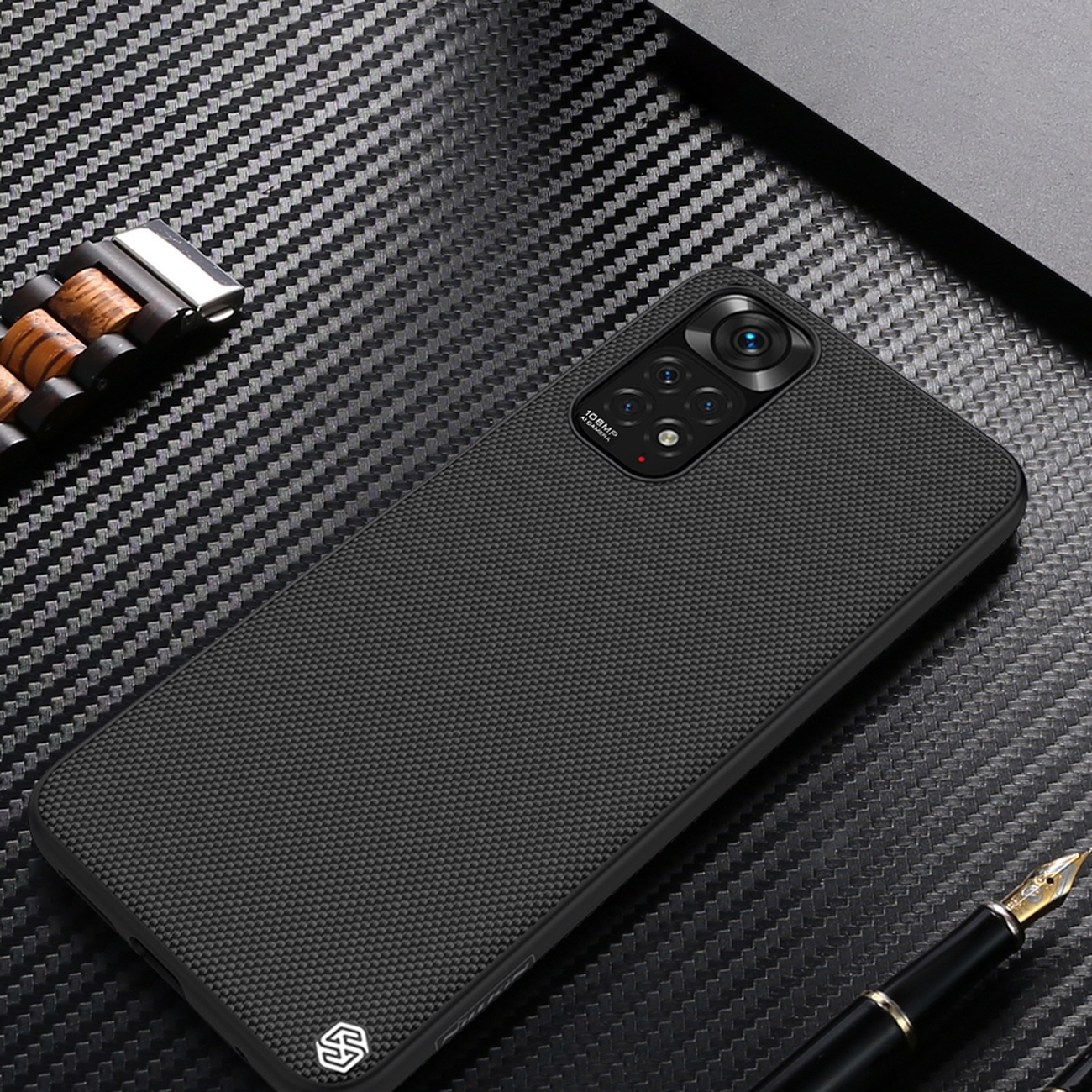 Pokrowiec etui pancerne Nillkin Textured Case czarne Xiaomi Redmi Note 11S / 10