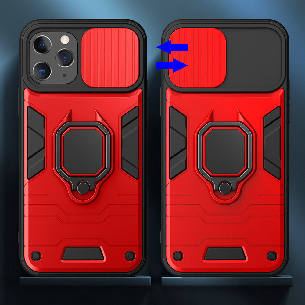 Pokrowiec etui pancerne Ring Lens Case czerwone APPLE iPhone SE 2022 / 2