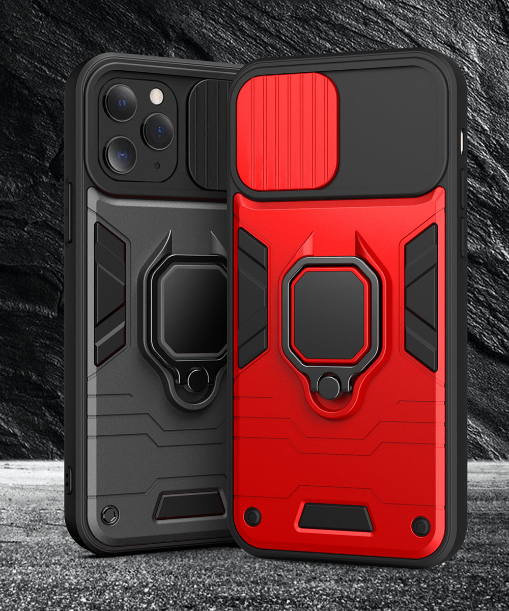 Pokrowiec etui pancerne Ring Lens Case czerwone Xiaomi Redmi 9T / 4