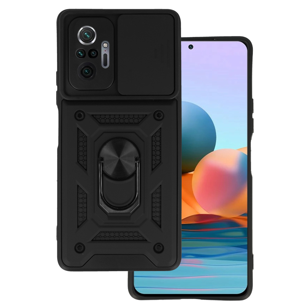 Pokrowiec etui pancerne Slide Camera Armor Case czarne Xiaomi Redmi Note 10 Pro Max