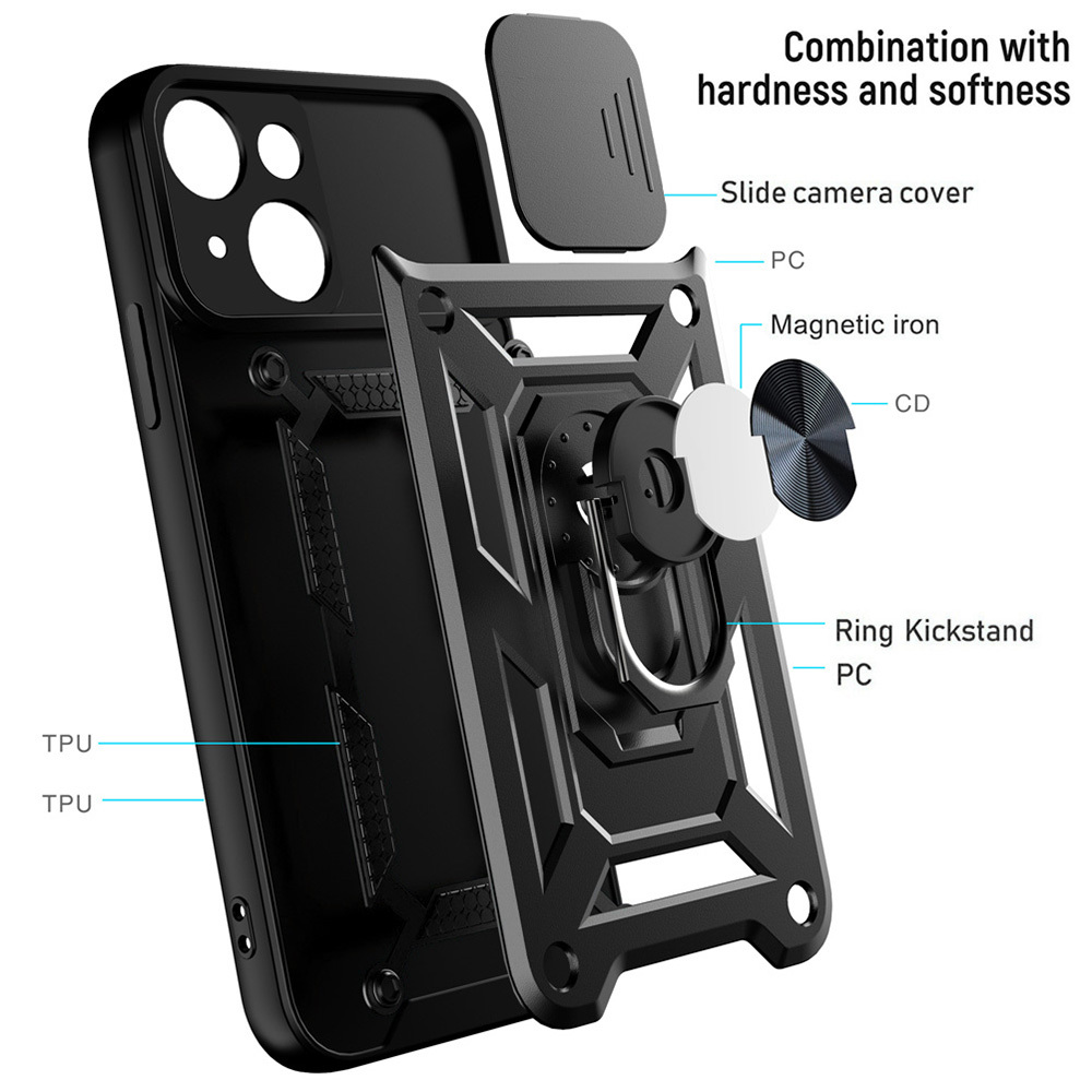 Pokrowiec etui pancerne Slide Camera Armor Case czarne Xiaomi Redmi Note 11S / 3