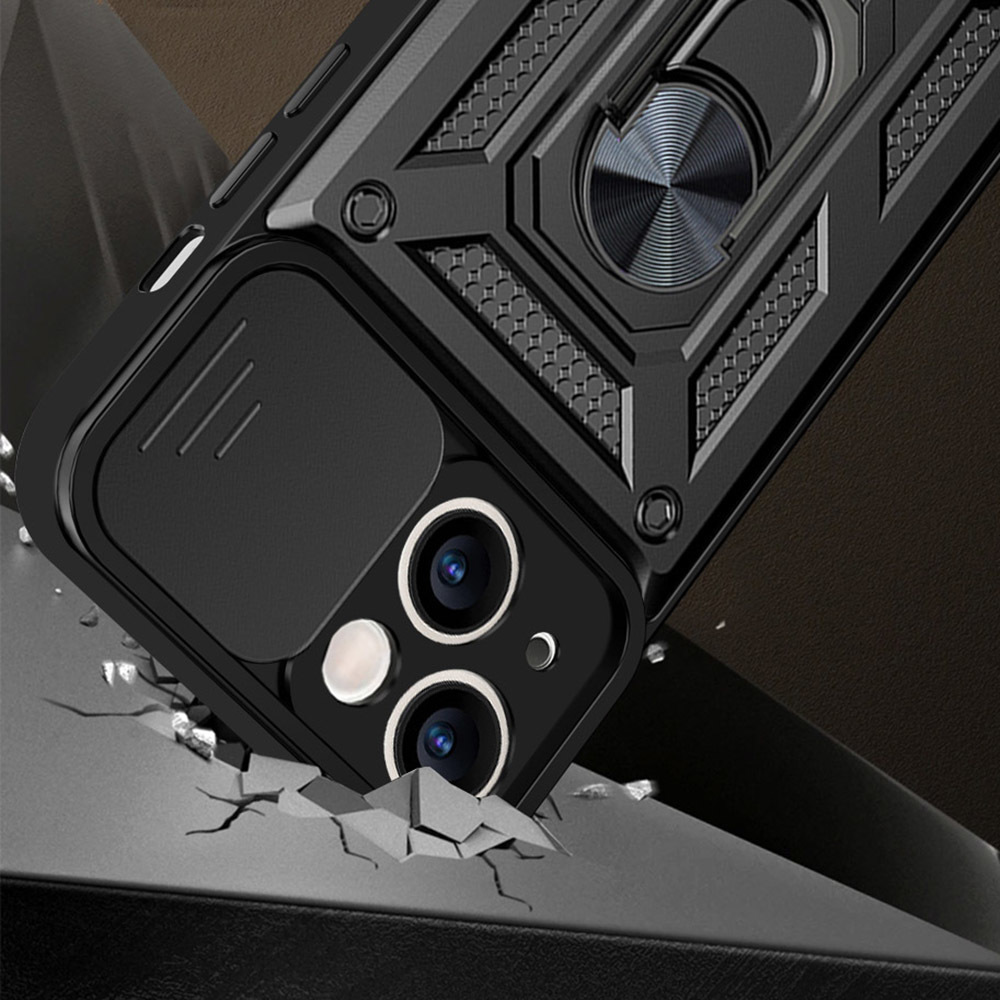 Pokrowiec etui pancerne Slide Camera Armor Case czarne Xiaomi Redmi Note 9S / 8