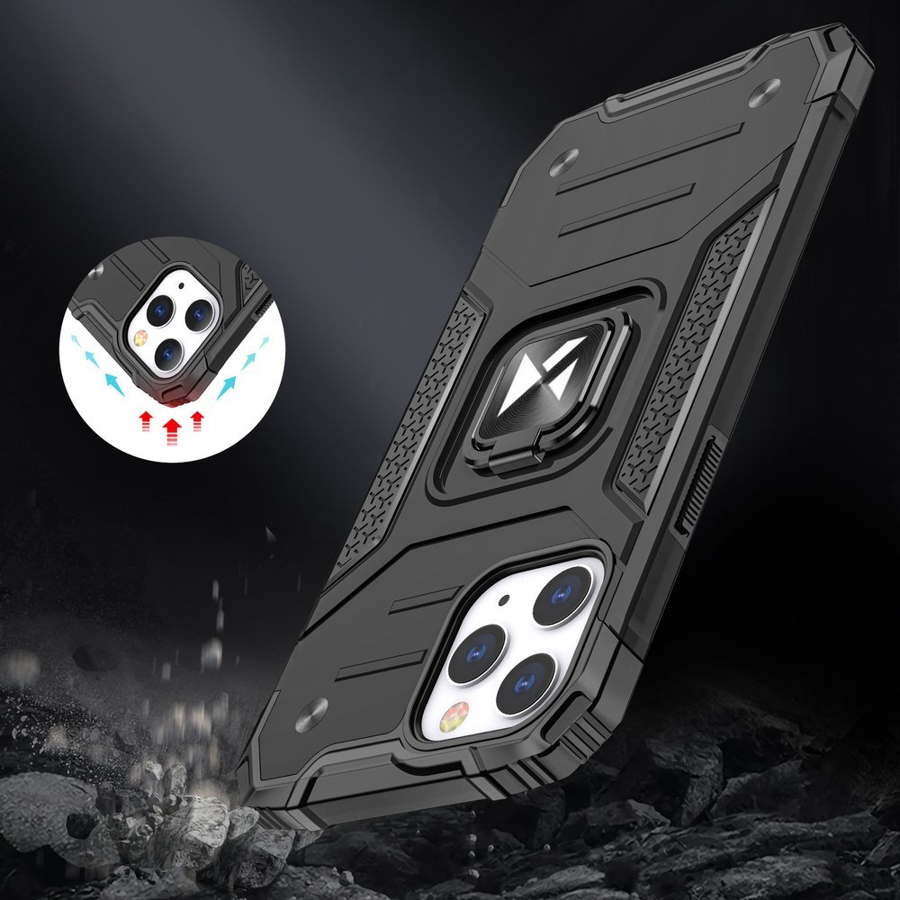 Pokrowiec etui pancerne Wozinsky Ring Armor czarne APPLE iPhone 12 Pro Max / 7