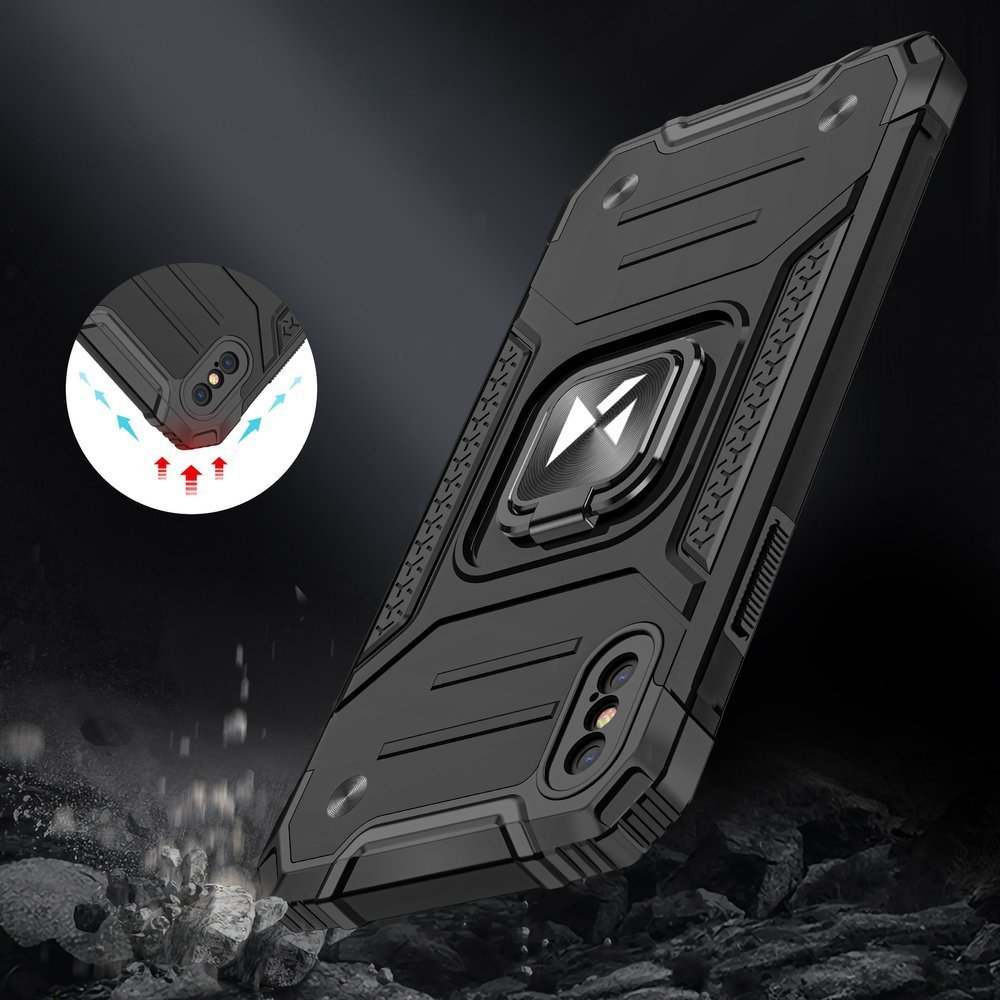 Pokrowiec etui pancerne Wozinsky Ring Armor czarne APPLE iPhone XS Max / 7