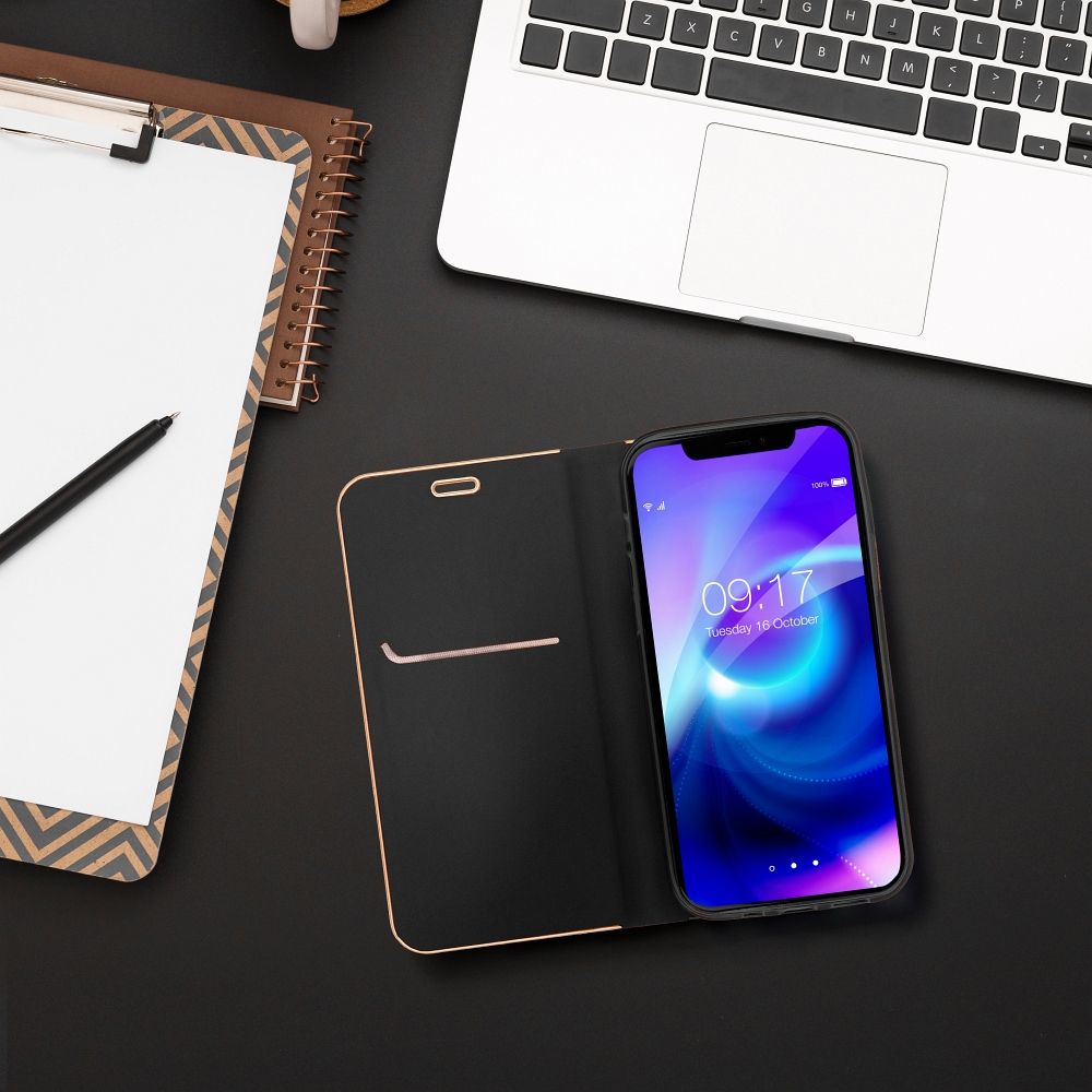 Pokrowiec etui Portfelowe z ramką Vennus Book czarne Xiaomi Redmi 12C / 7