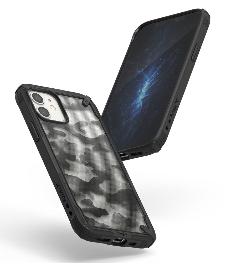 Pokrowiec etui Ringke Fusion X Camo Czarne APPLE iPhone 12 Mini / 5