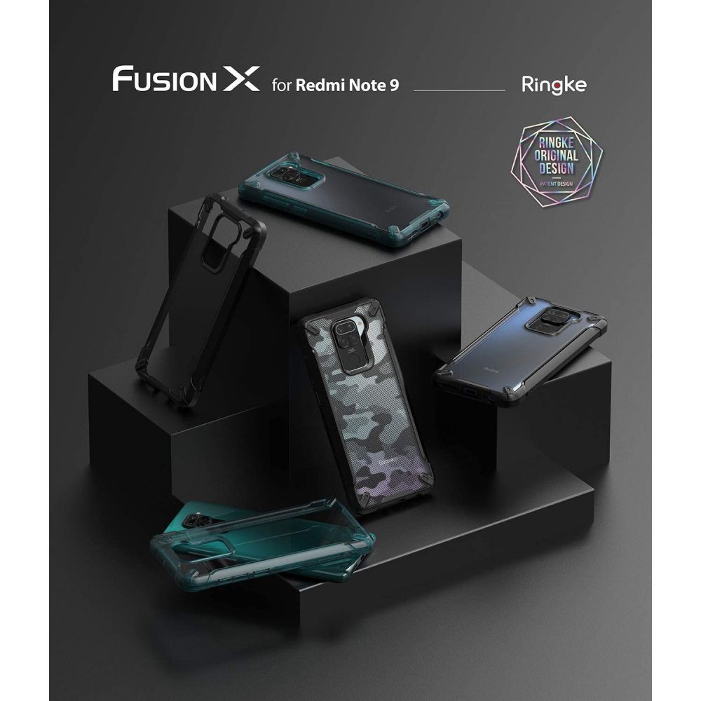 Pokrowiec etui Ringke Fusion X Camo Czarne Xiaomi Redmi Note 9 / 5