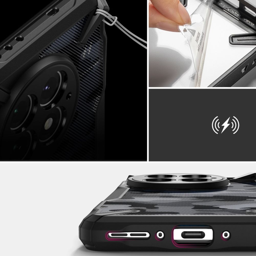 Pokrowiec etui Ringke Fusion X Camo czarne OnePlus 13 / 7