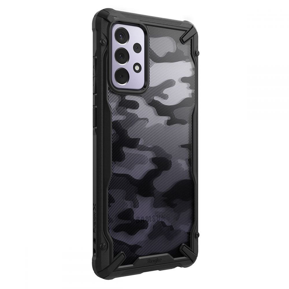 Pokrowiec etui Ringke Fusion X Camo czarne SAMSUNG Galaxy A72 / 2