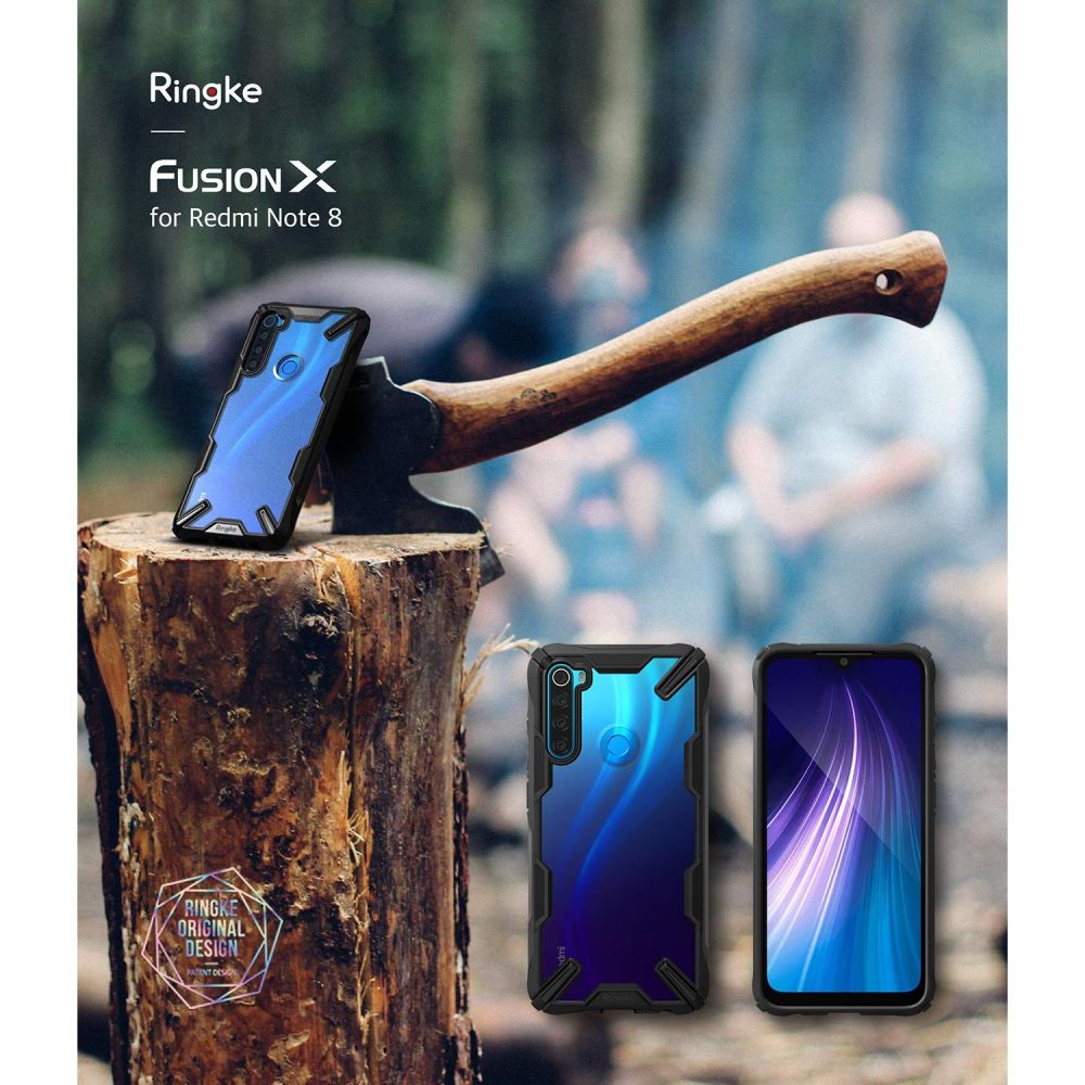 Pokrowiec etui Ringke Fusion X Camo czarne Xiaomi Redmi Note 8 / 8