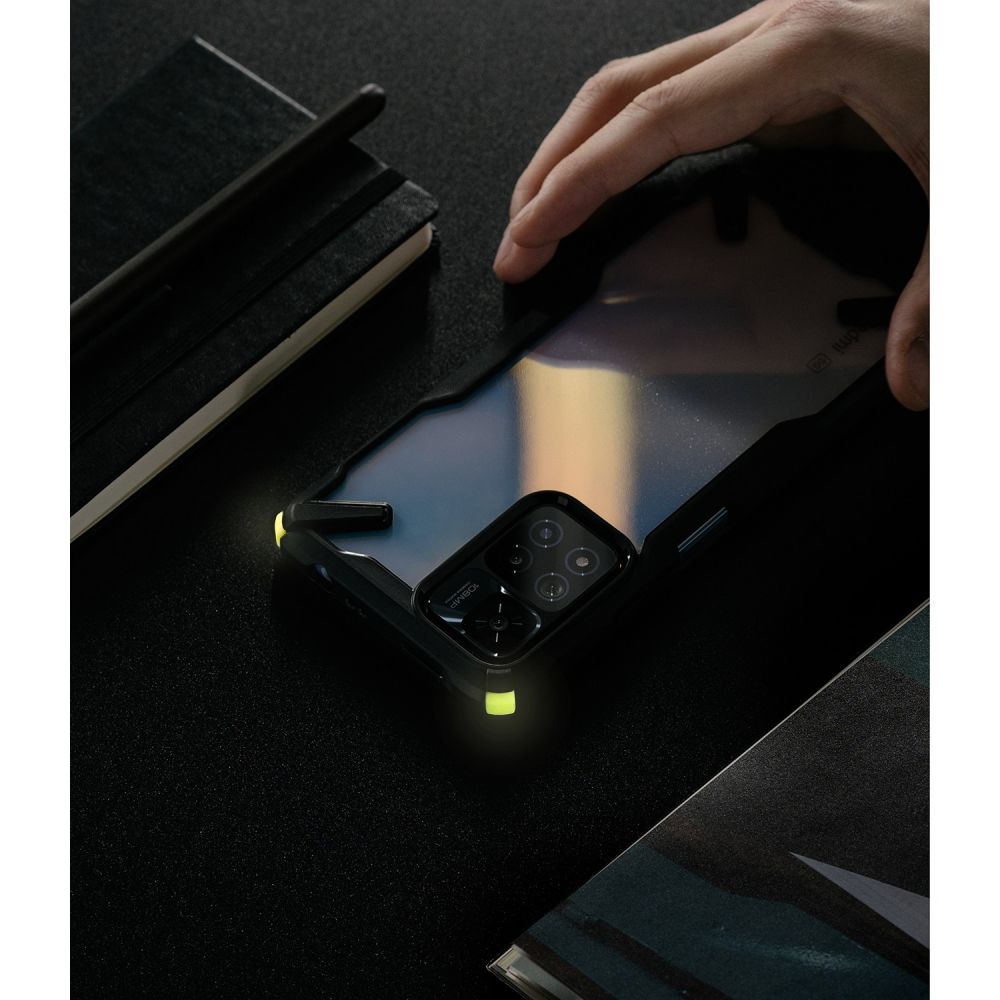 Pokrowiec etui Ringke Fusion X Xiaomi Plus 5g Lime Glow Camo czarne Xiaomi Redmi Note 11 Pro+ 5G / 7