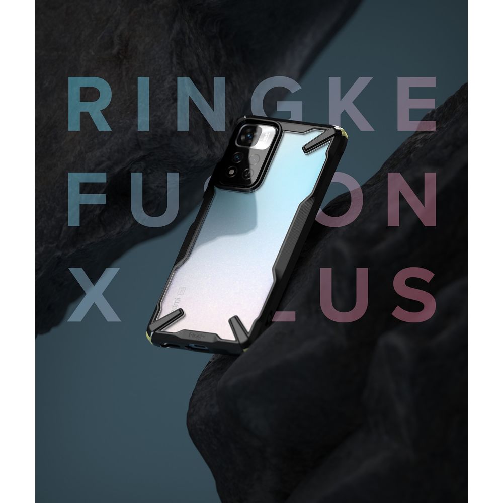 Pokrowiec etui Ringke Fusion X Xiaomi Plus Lime Glow czarne Xiaomi Redmi Note 11 Pro+ 5G / 12