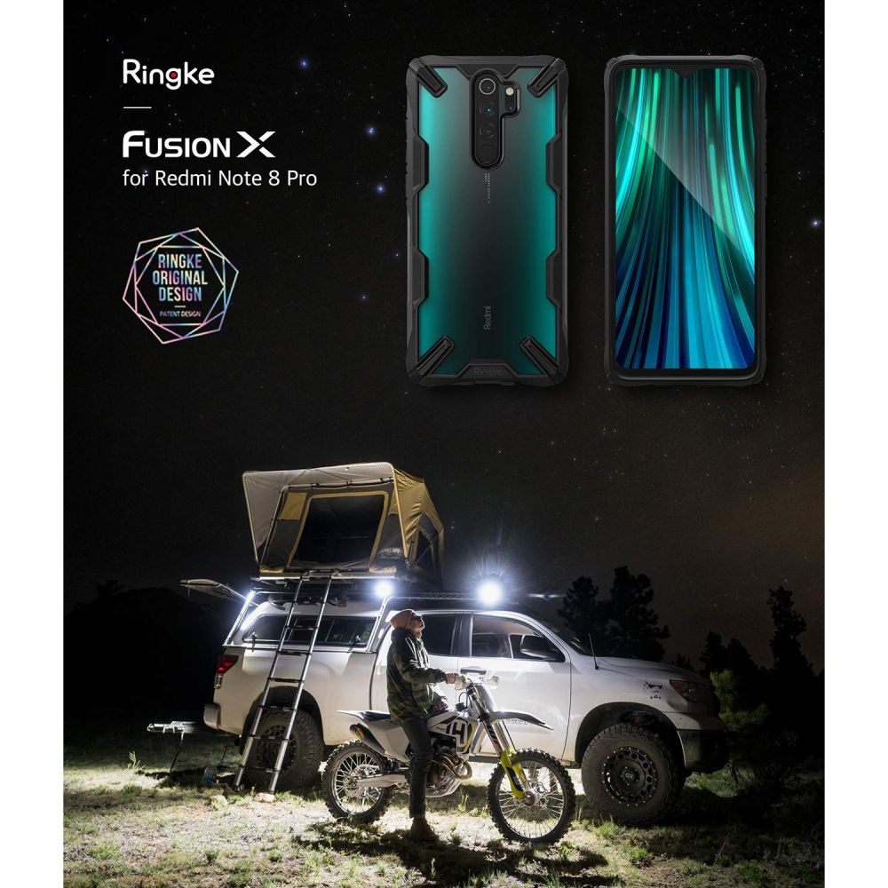 Pokrowiec etui Ringke Fusion X czarne Xiaomi Redmi Note 8 Pro / 6