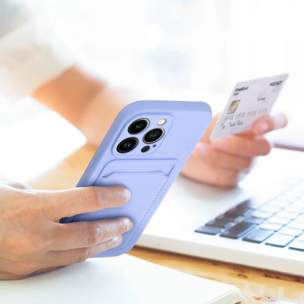 Pokrowiec etui silikonowe Card Case fioletowe APPLE iPhone 15 Pro / 3