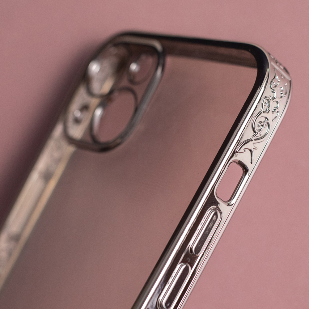 Pokrowiec etui silikonowe Blink 2w1 z ramk srebrne APPLE iPhone 13 Pro Max / 7