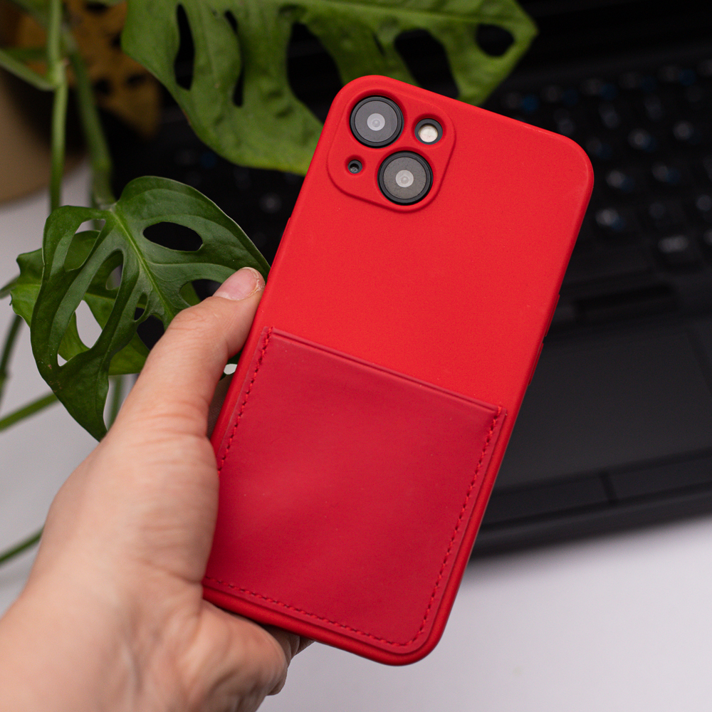 Pokrowiec etui silikonowe Card Cover czerwone APPLE iPhone SE 2020 / 6