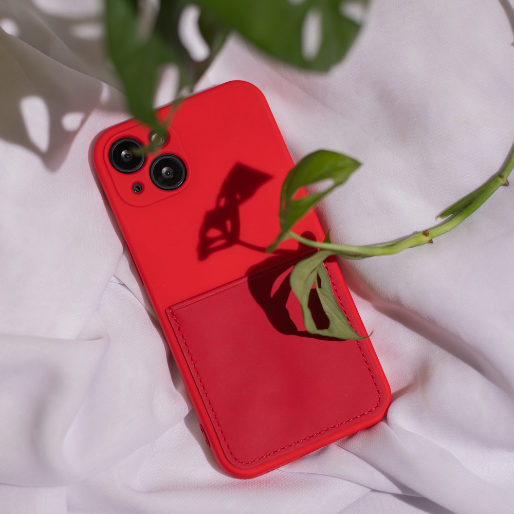Pokrowiec etui silikonowe Card Cover czerwone APPLE iPhone X / 8