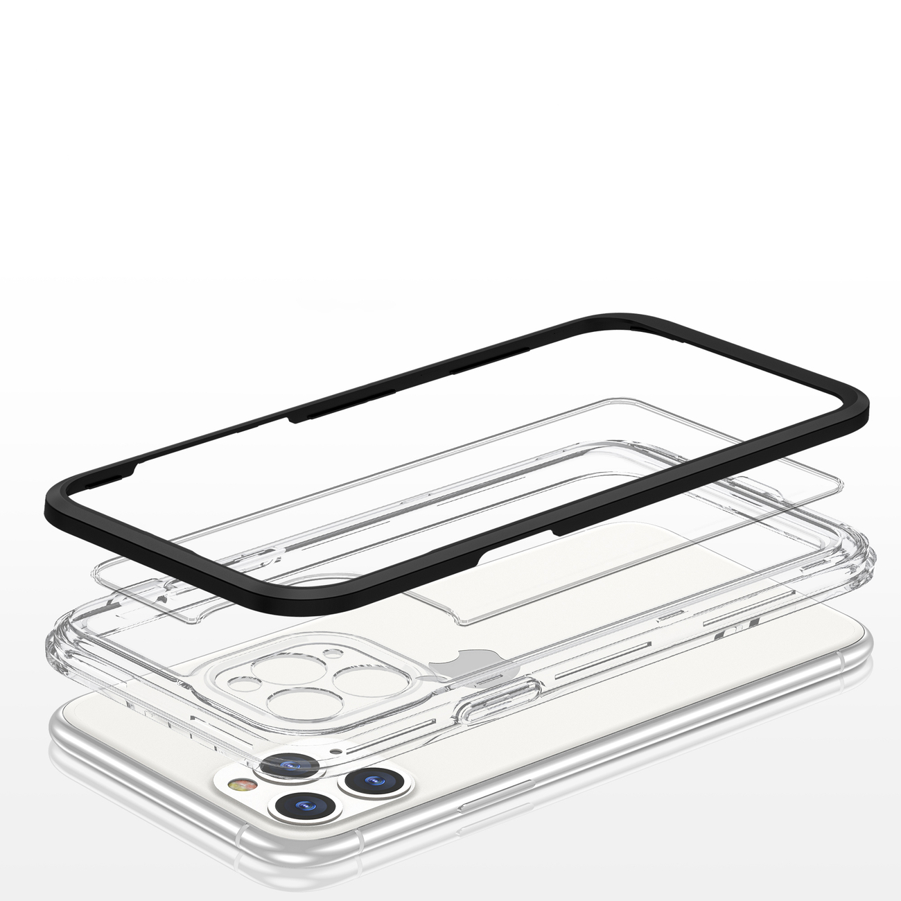 Pokrowiec etui silikonowe Clear 3w1 czarne APPLE iPhone 11 Pro Max / 5