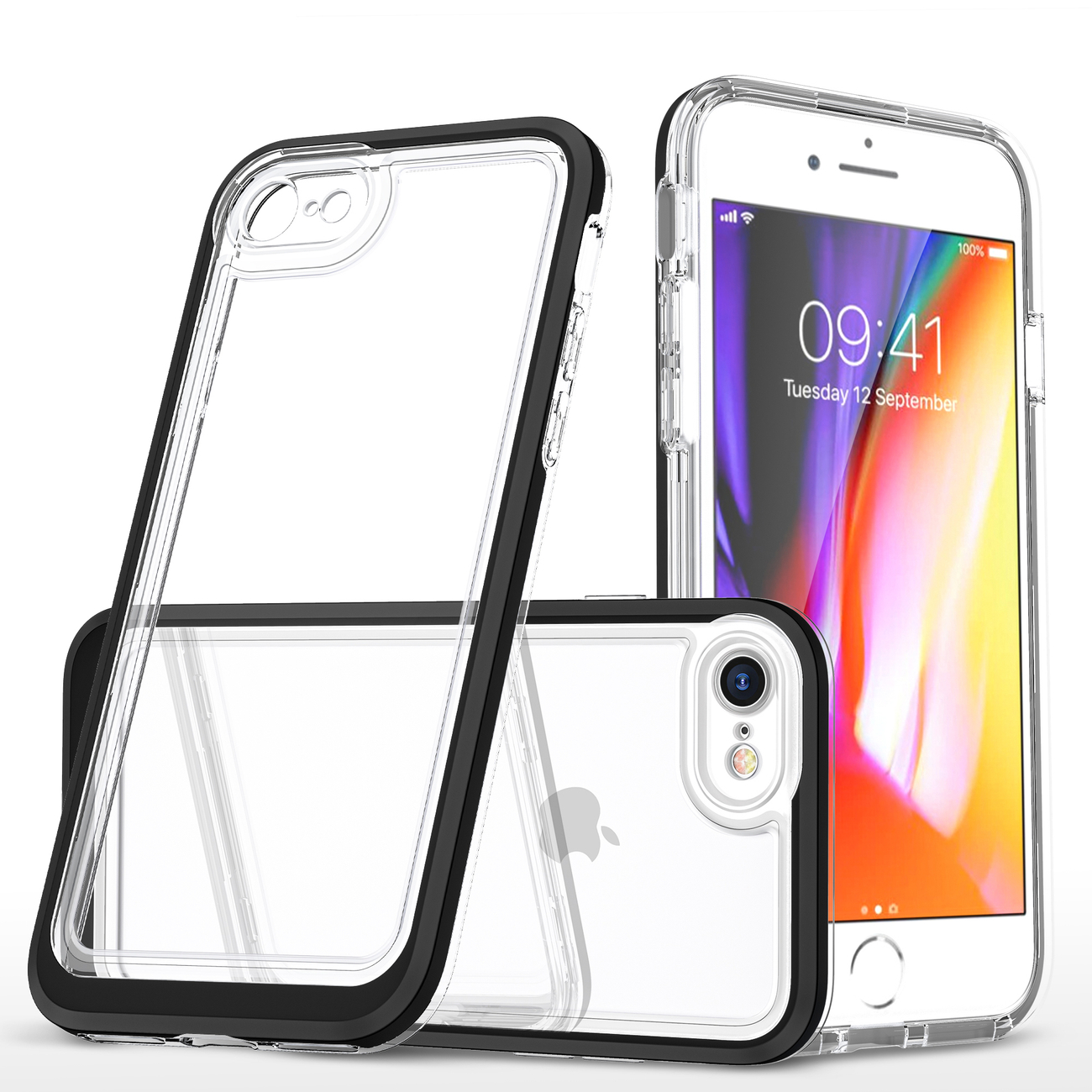 Pokrowiec etui silikonowe Clear 3w1 czarne APPLE iPhone 8