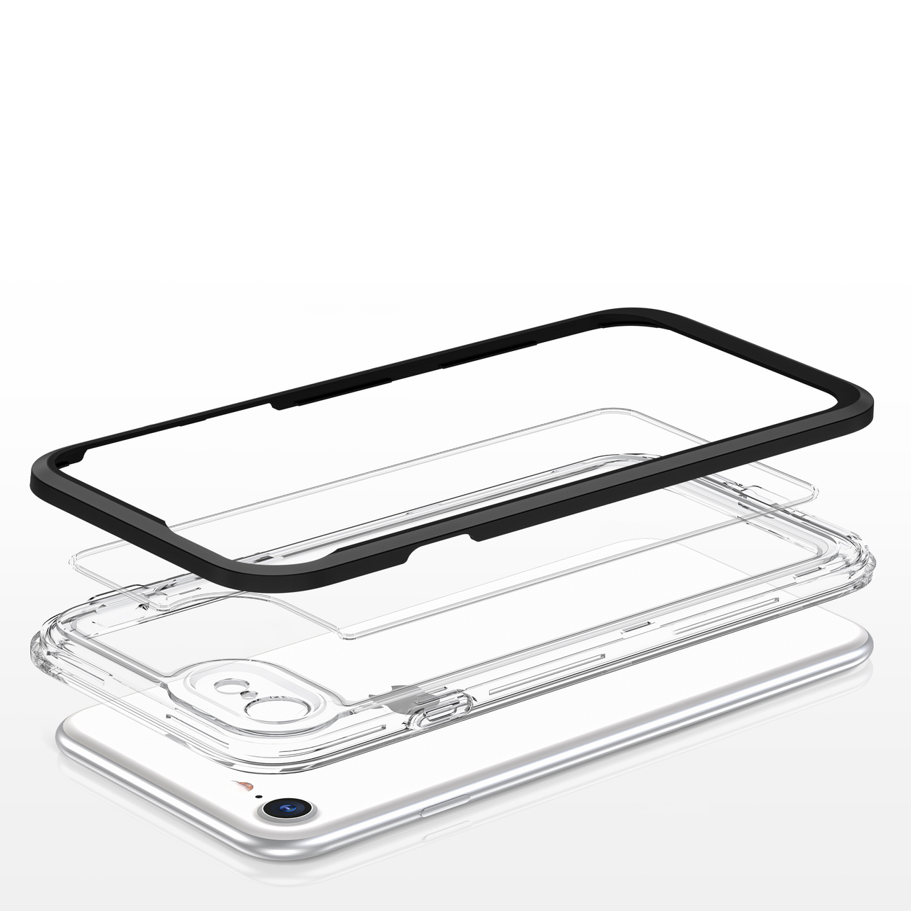 Pokrowiec etui silikonowe Clear 3w1 czarne APPLE iPhone SE 2022 / 5