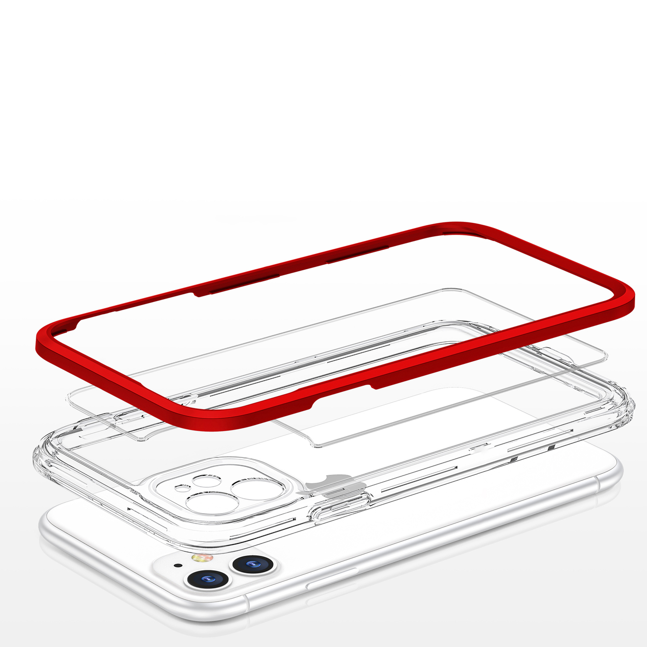 Pokrowiec etui silikonowe Clear 3w1 czerwone APPLE iPhone 11 / 5