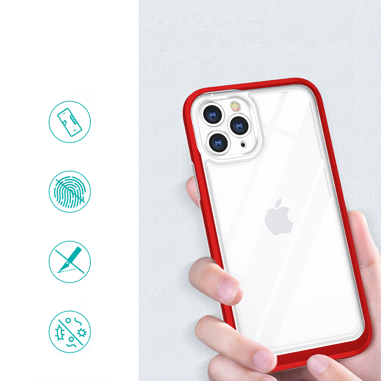Pokrowiec etui silikonowe Clear 3w1 czerwone APPLE iPhone 11 Pro Max / 2
