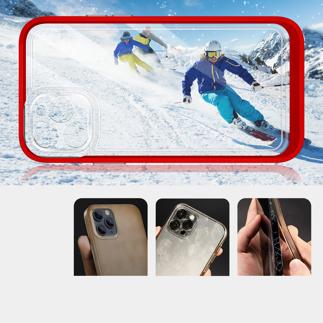 Pokrowiec etui silikonowe Clear 3w1 czerwone APPLE iPhone 11 Pro Max / 3