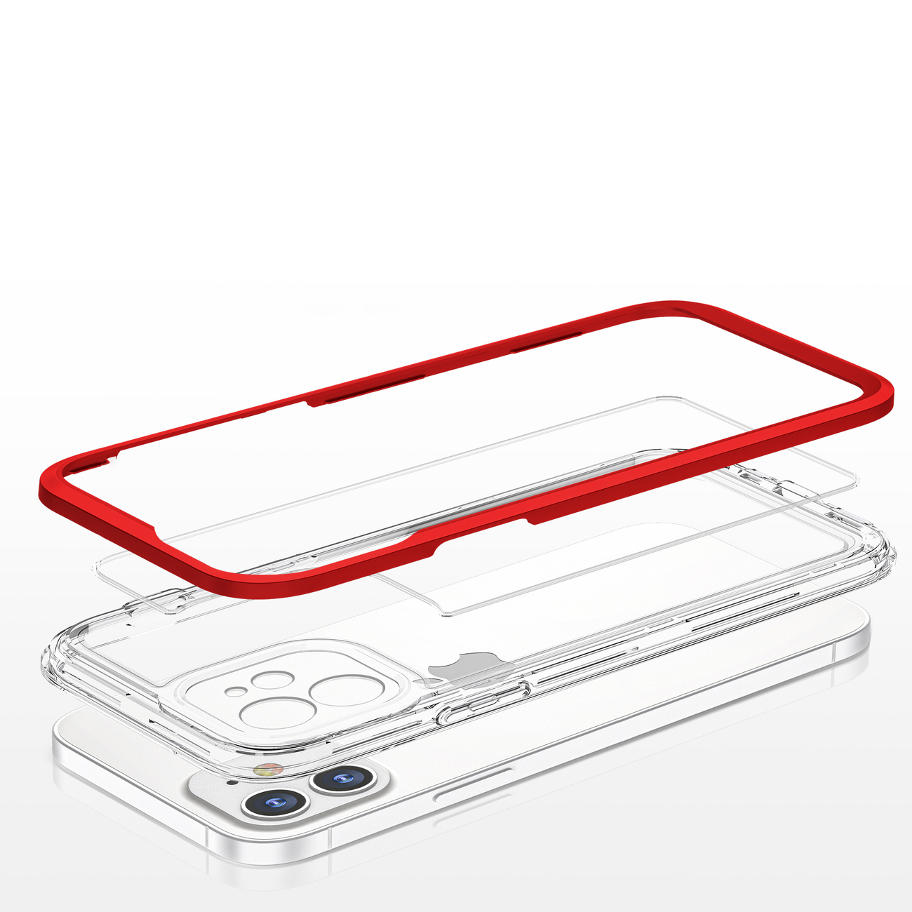 Pokrowiec etui silikonowe Clear 3w1 czerwone APPLE iPhone 12 / 5