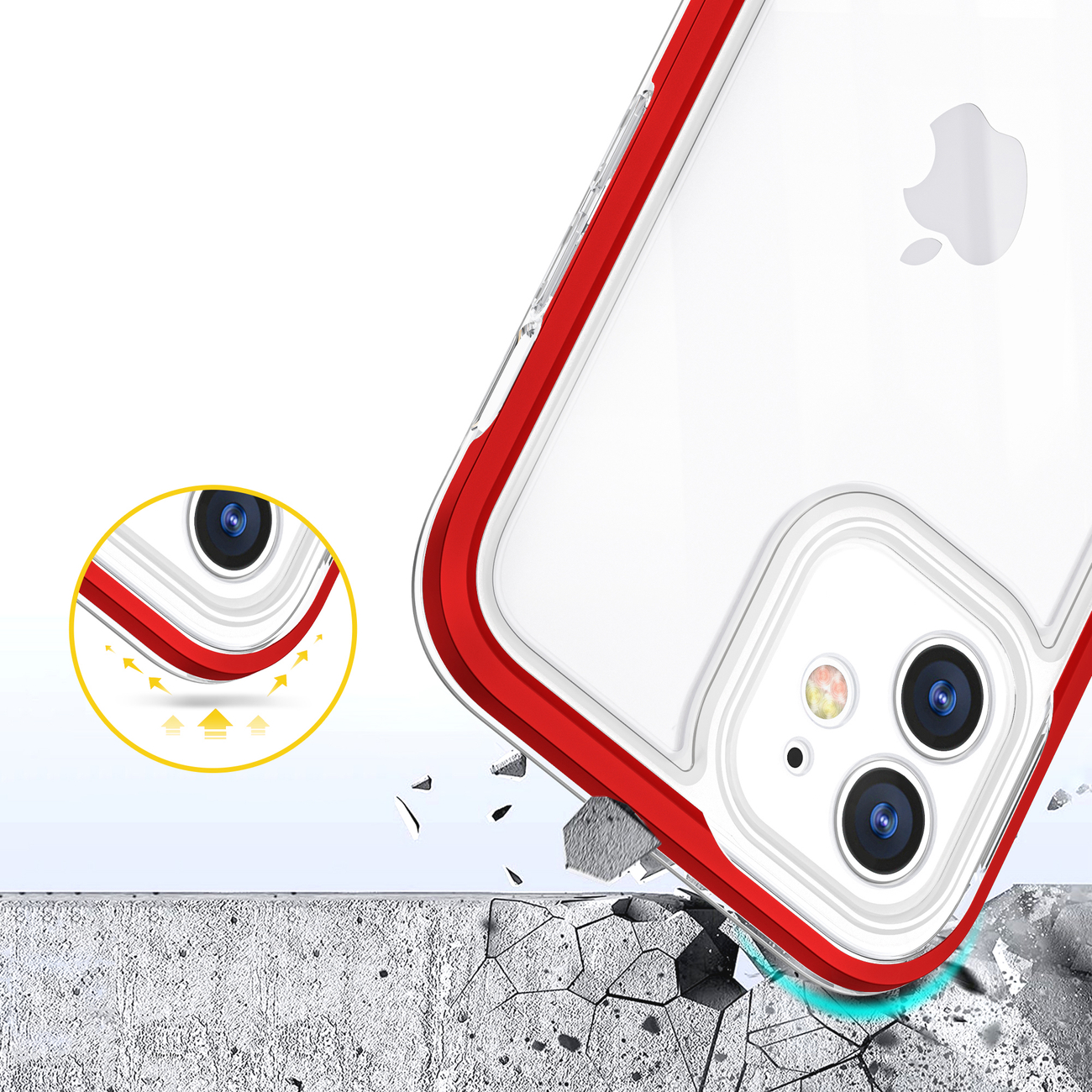 Pokrowiec etui silikonowe Clear 3w1 czerwone APPLE iPhone 12 / 6