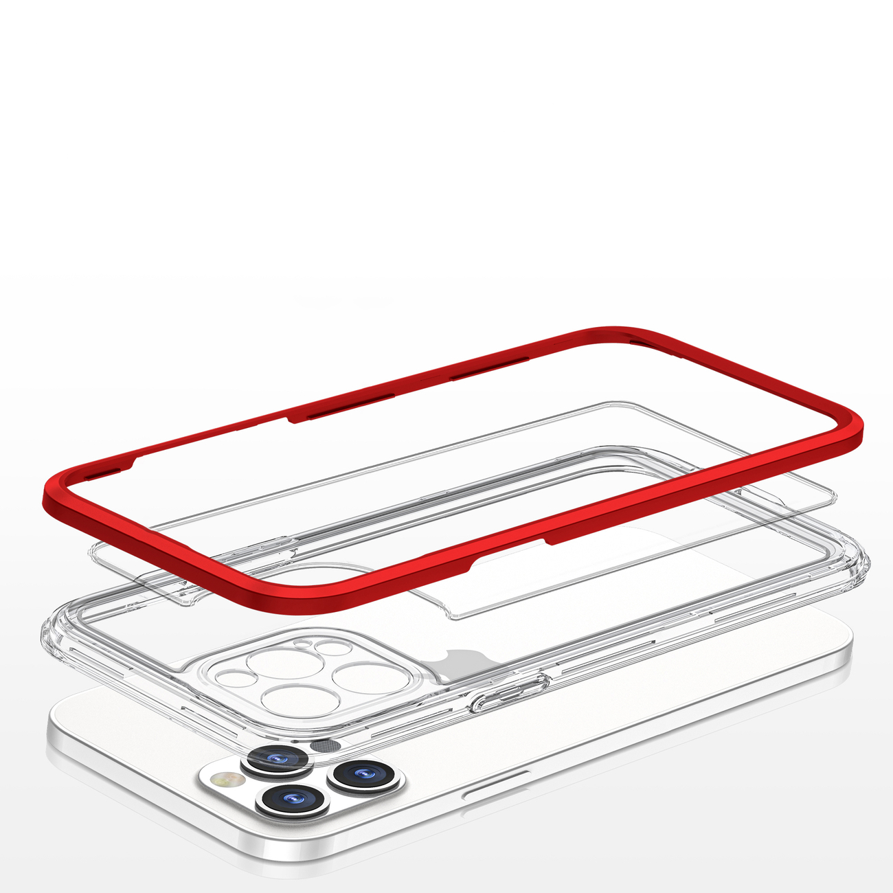 Pokrowiec etui silikonowe Clear 3w1 czerwone APPLE iPhone 12 Pro / 5