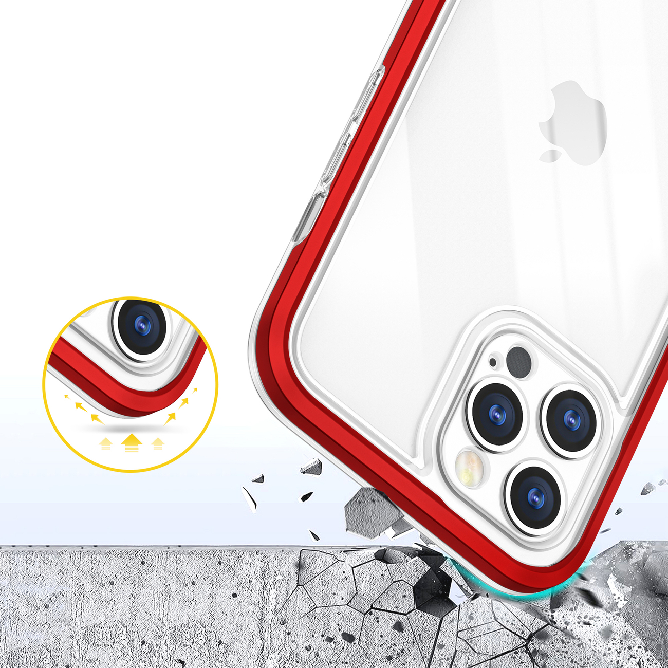 Pokrowiec etui silikonowe Clear 3w1 czerwone APPLE iPhone 12 Pro Max / 6