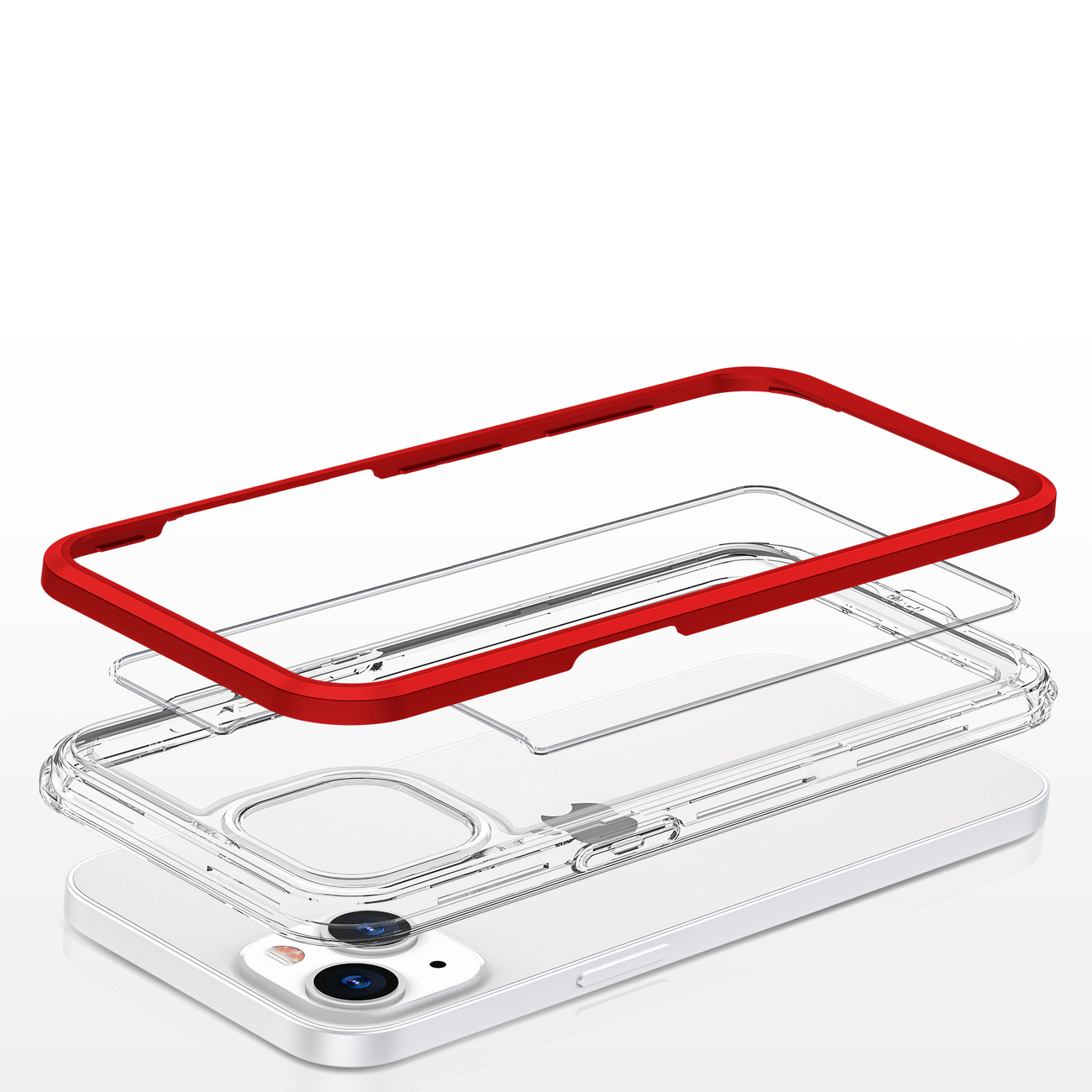Pokrowiec etui silikonowe Clear 3w1 czerwone APPLE iPhone 13 / 5