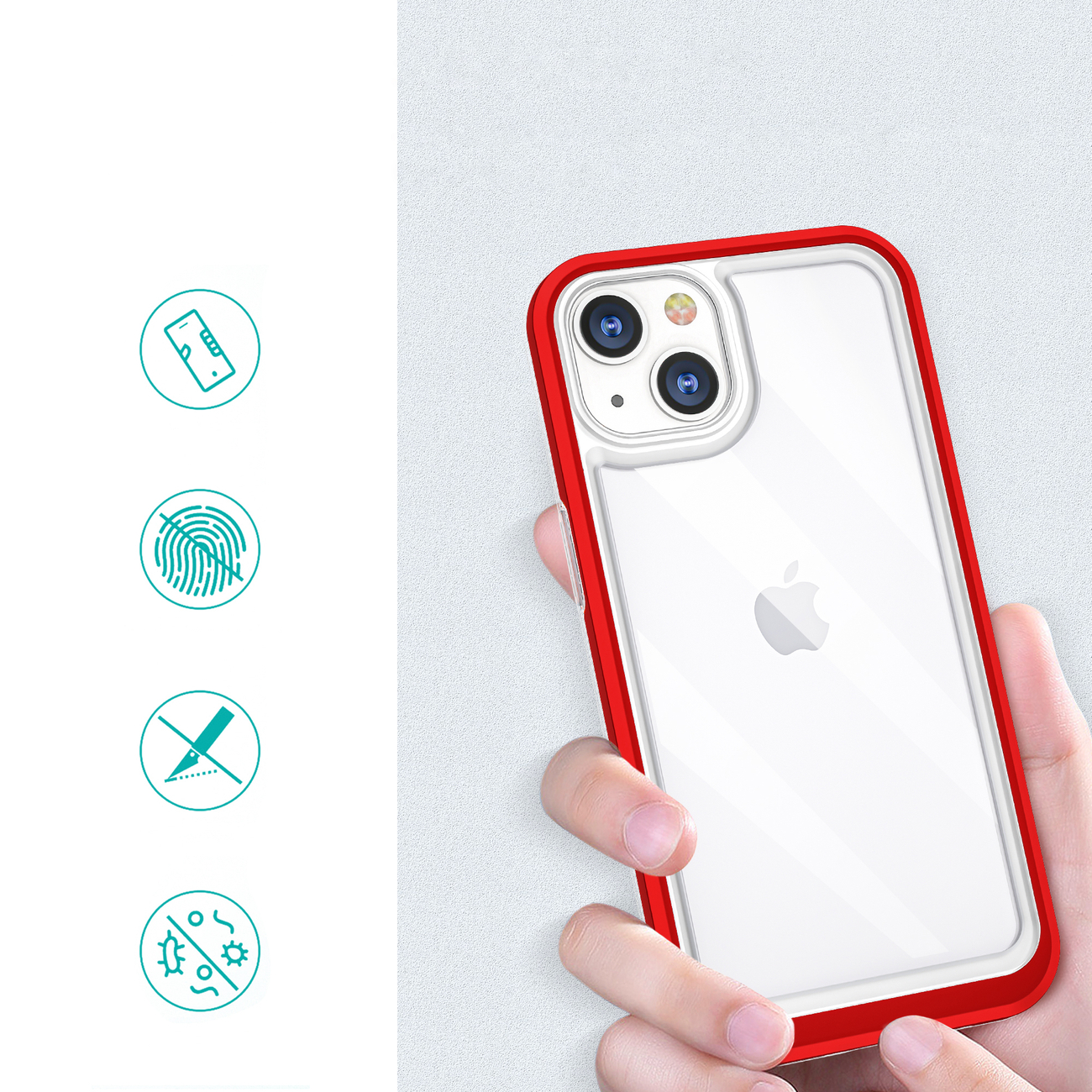 Pokrowiec etui silikonowe Clear 3w1 czerwone APPLE iPhone 13 mini / 2